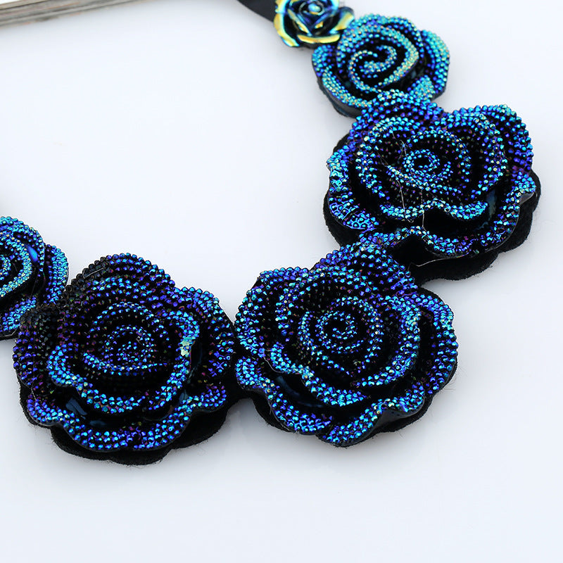 Blue Roses Necklace