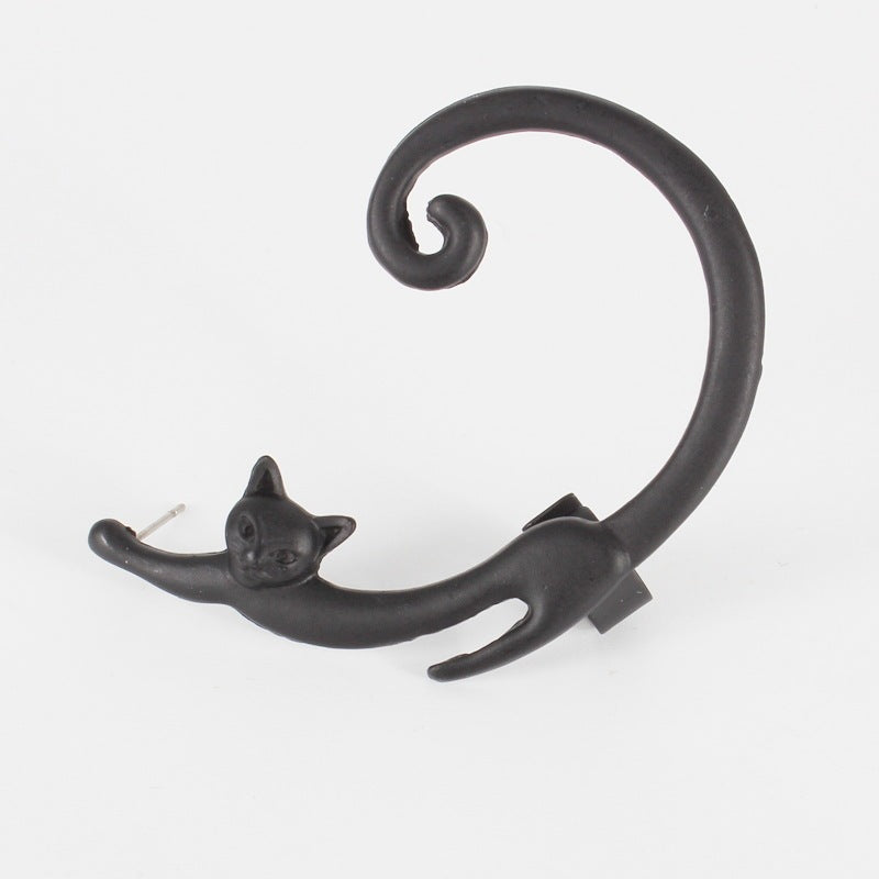 Punk Style Cat Post Earring with Ear Cuff