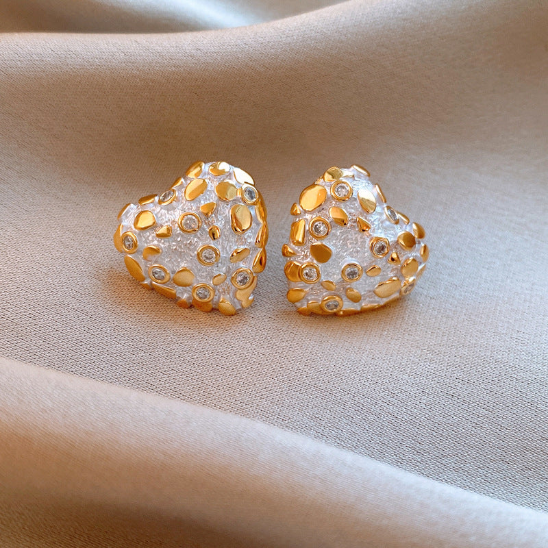 Dripping Gold Heart Earrings
