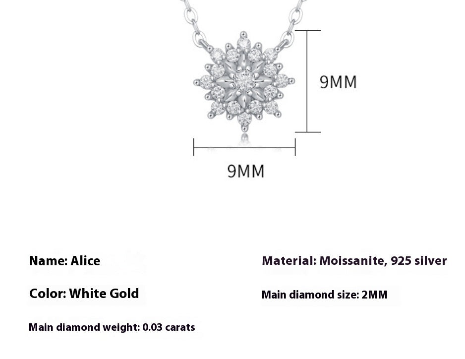 Snowflake Moissanite Silver Pendant Necklace