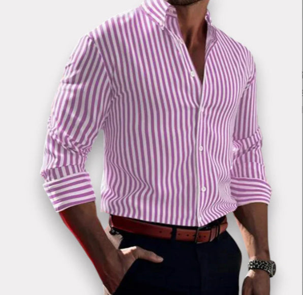 Striped Long Sleeve Collared Shirt