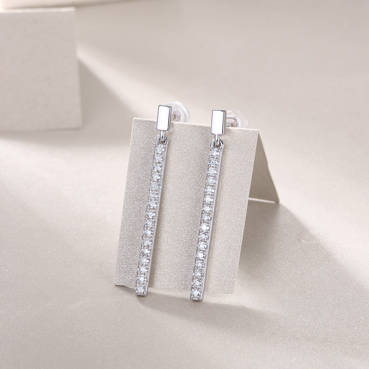 Line of Radiance Moissanite Silver Earrings