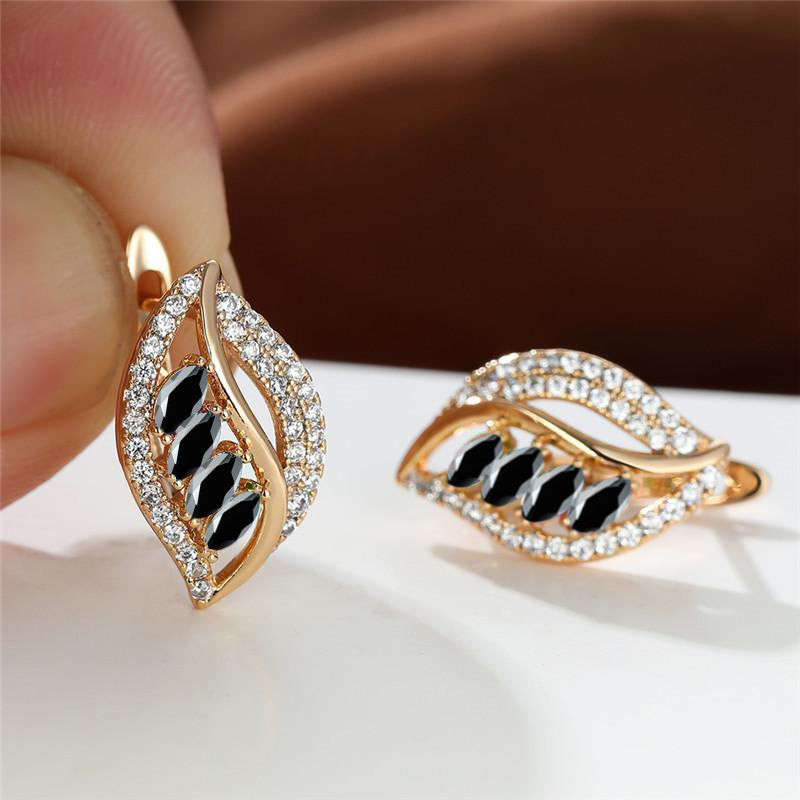 Elegant Leaf-Shaped Rhinestone Earrings