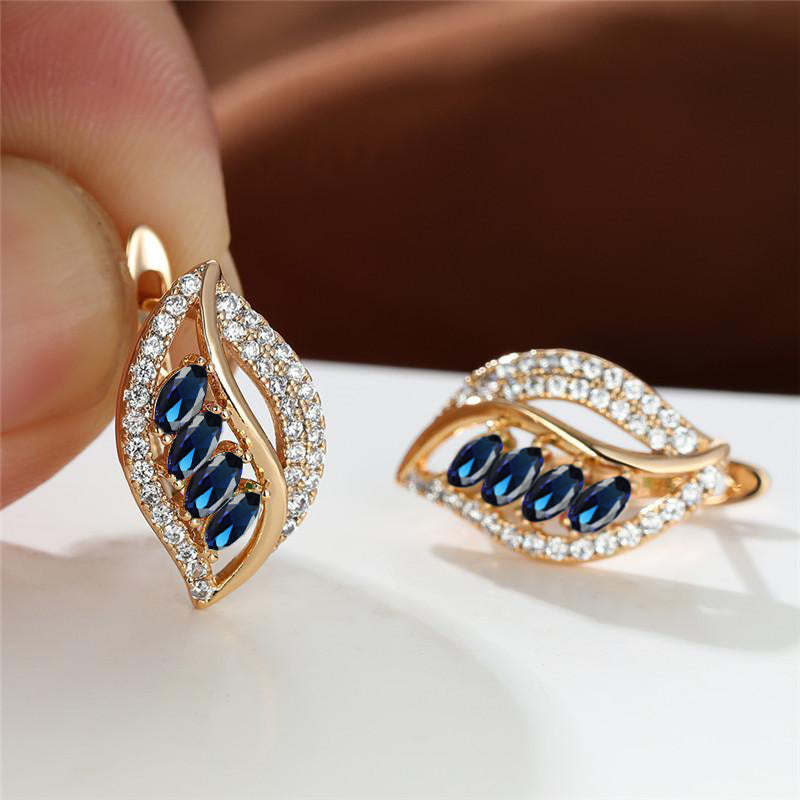 Elegant Leaf-Shaped Rhinestone Earrings