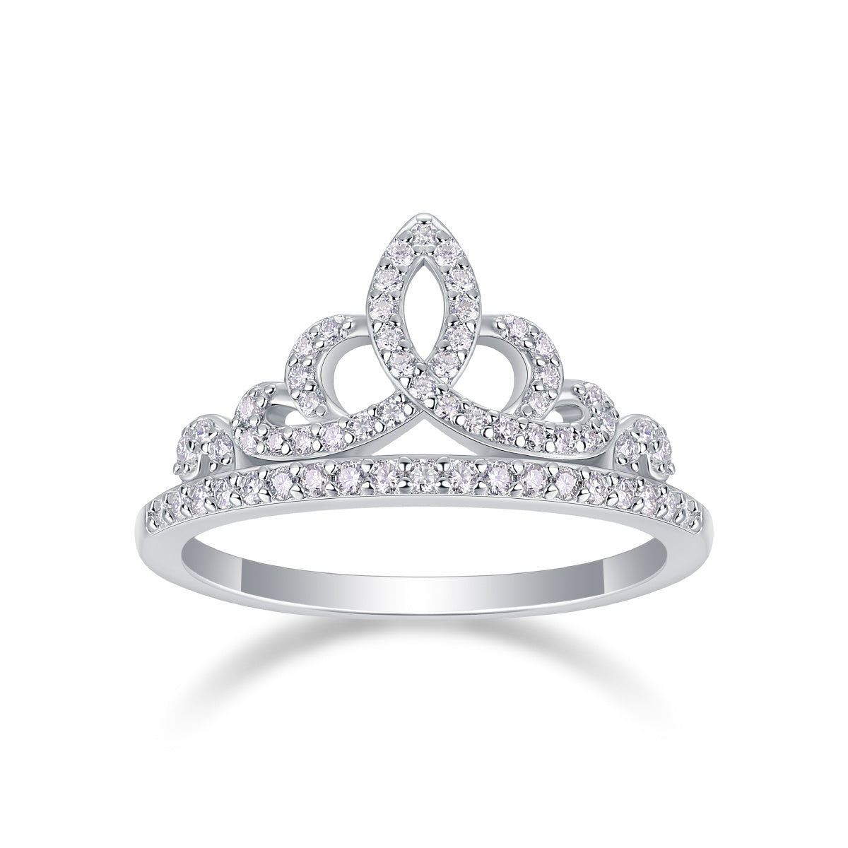 Crown Moissanite Diamond Silver Ring