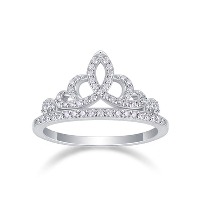 Crown Moissanite Diamond Silver Ring