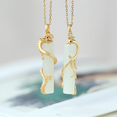 Jade Prosperity Brought Dragon or Phoenix Pendant