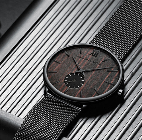 Men's Ebony Wood Bamboo Wrist Watch – Sleek Look