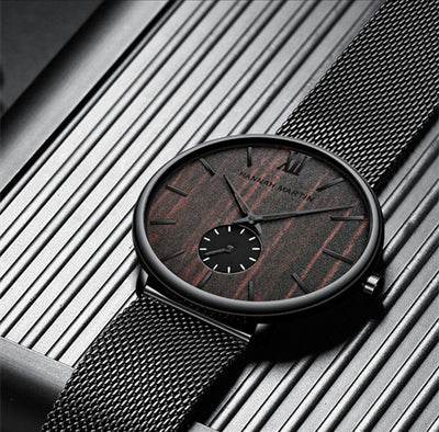 Men's Ebony Wood Bamboo Wrist Watch – Sleek Look