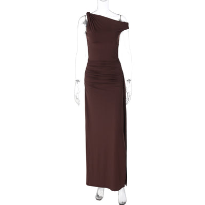 Sexy Slanted Shoulder Evening Gown