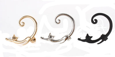 Punk Style Cat Post Earring with Ear Cuff