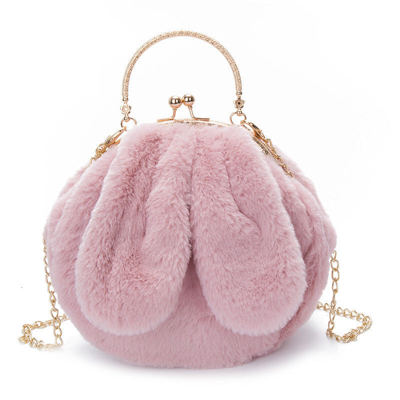 Plush Bag Rabbit Ear Clip 鈥?Light Pink