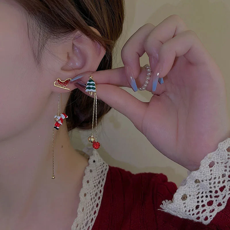 Falling Santa Drop Earrings