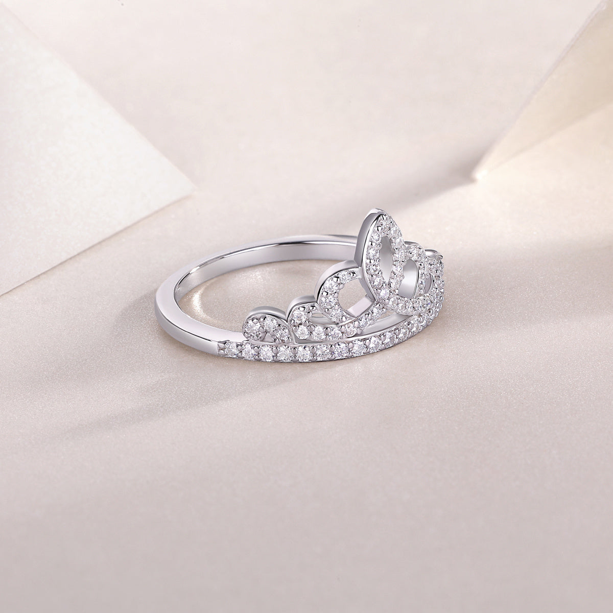 Crown Moissanite Diamond Silver Ring