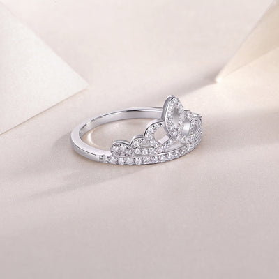 Crown Moissanite Diamond Silver Ring