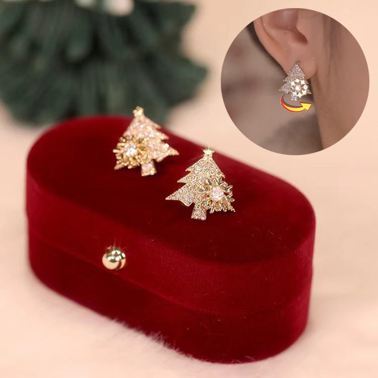 Spinning Snowflake on Tree Earrings