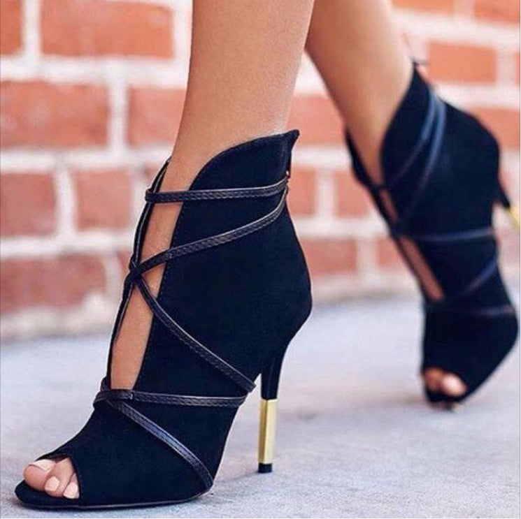 Cross Strap Peep Toe Heels