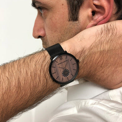  Men's Ebony Wood Bamboo Wrist Watch – Lightweight