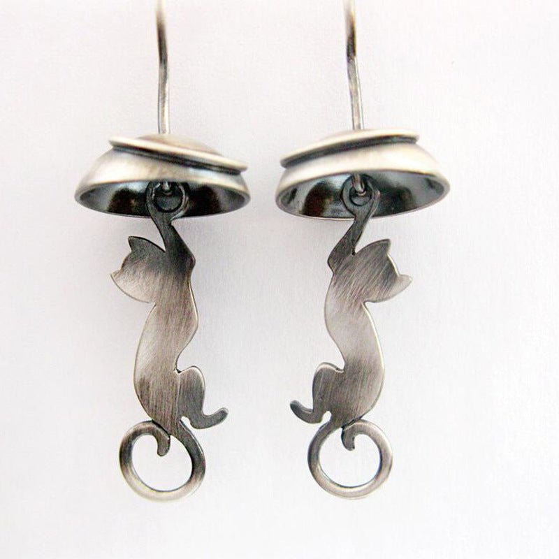 Just Hanging Around Cat Earrings