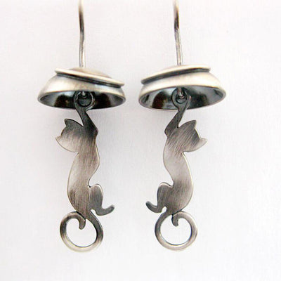 Just Hanging Around Cat Earrings