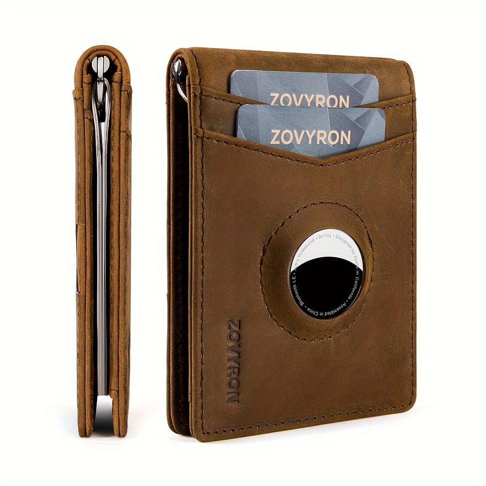 Genuine Leather Air-Tag Holder Wallet