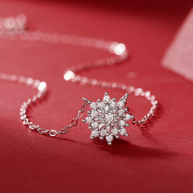 Snowflake Moissanite Silver Pendant Necklace