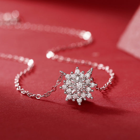 Snowflake Moissanite Silver Pendant Necklace