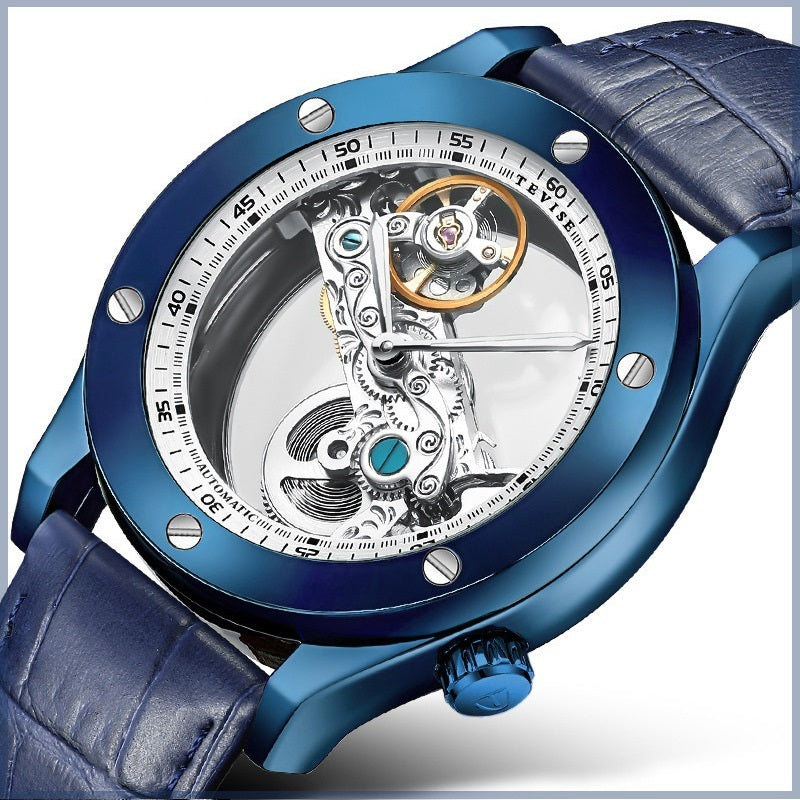 Men's Luxury Gear Wrist Watch with Leather Band