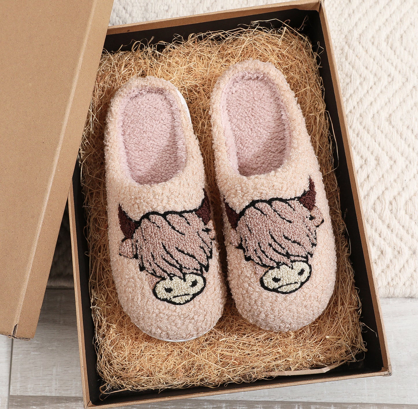 Christmas Highland Cow Slippers