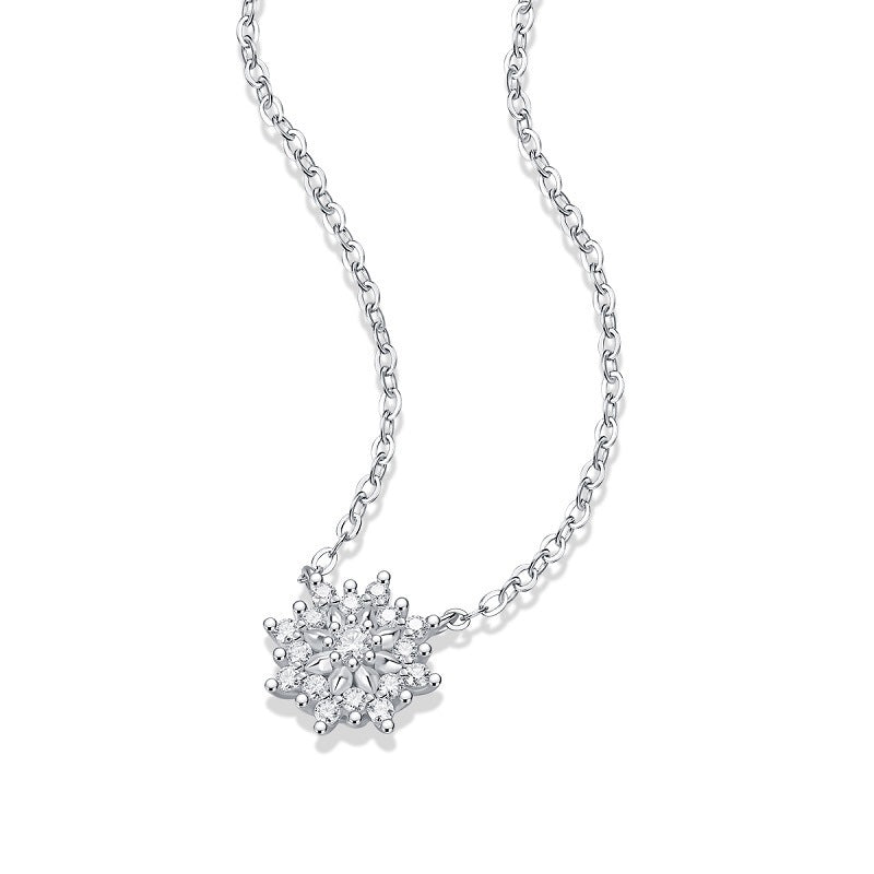 Sunflower Moissanite Silver Pendant Necklace