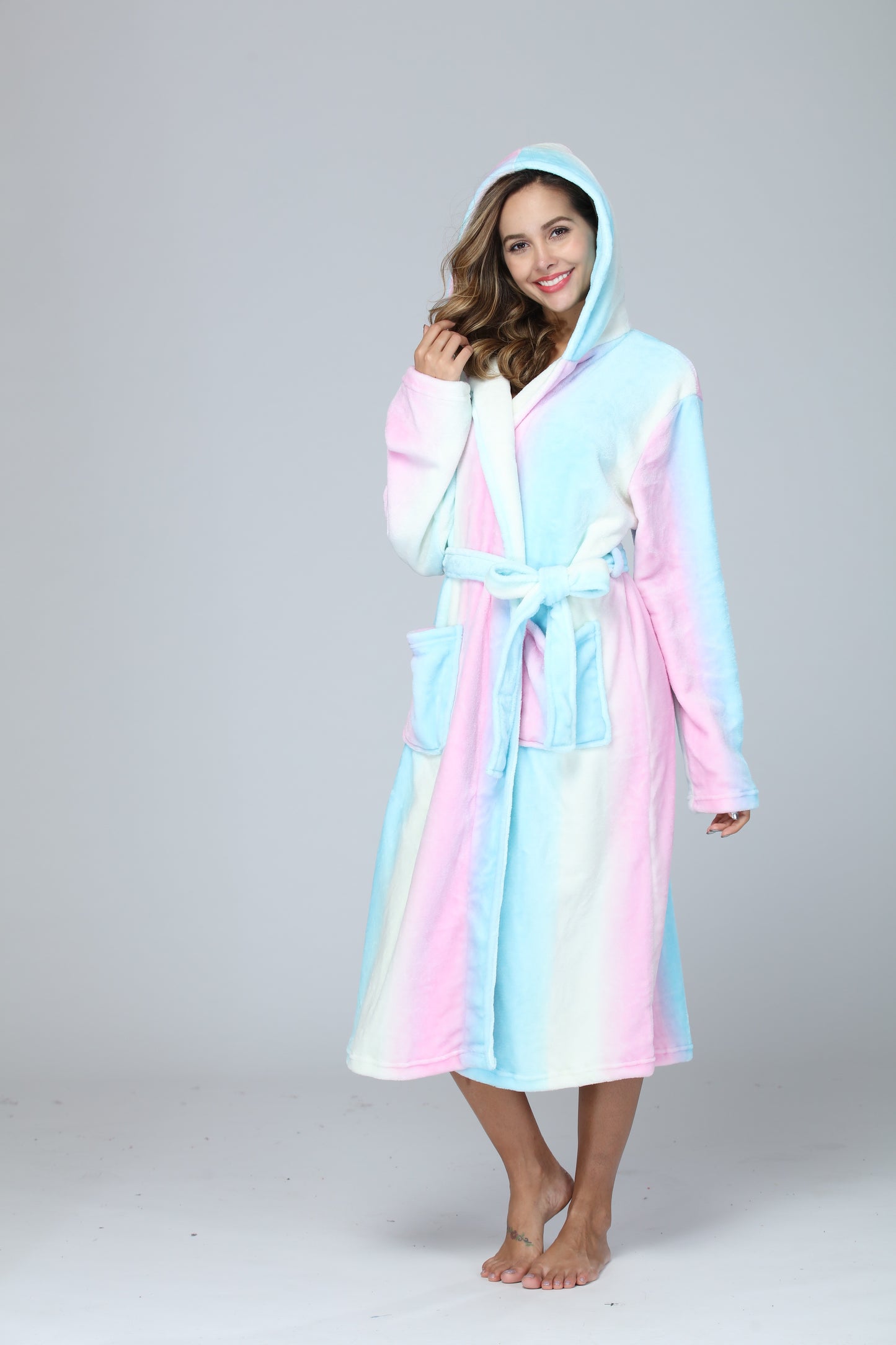 Pastel Rainbow Fleece Robe