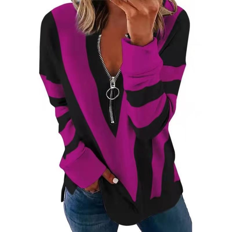 Vibrant Color V-Neck Sweatshirt