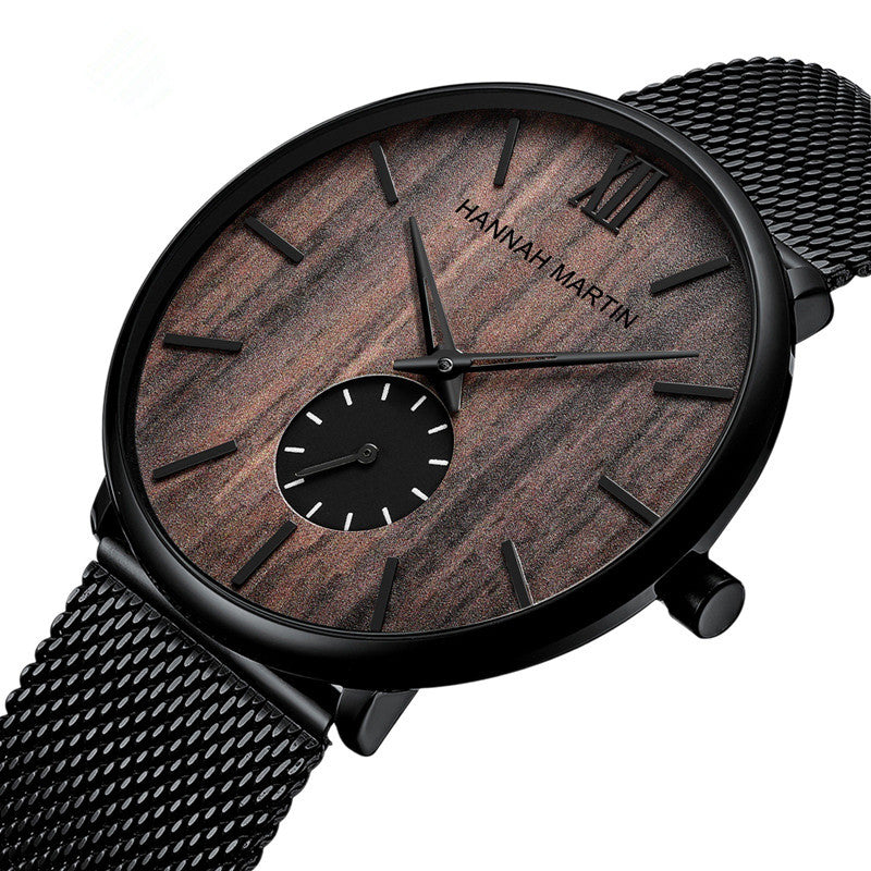 Men's Ebony Wood Bamboo Wrist Watch 鈥?Natural Fit