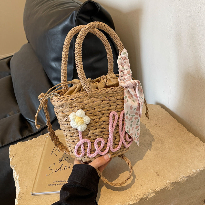 Cross Body Woven Straw Handbag