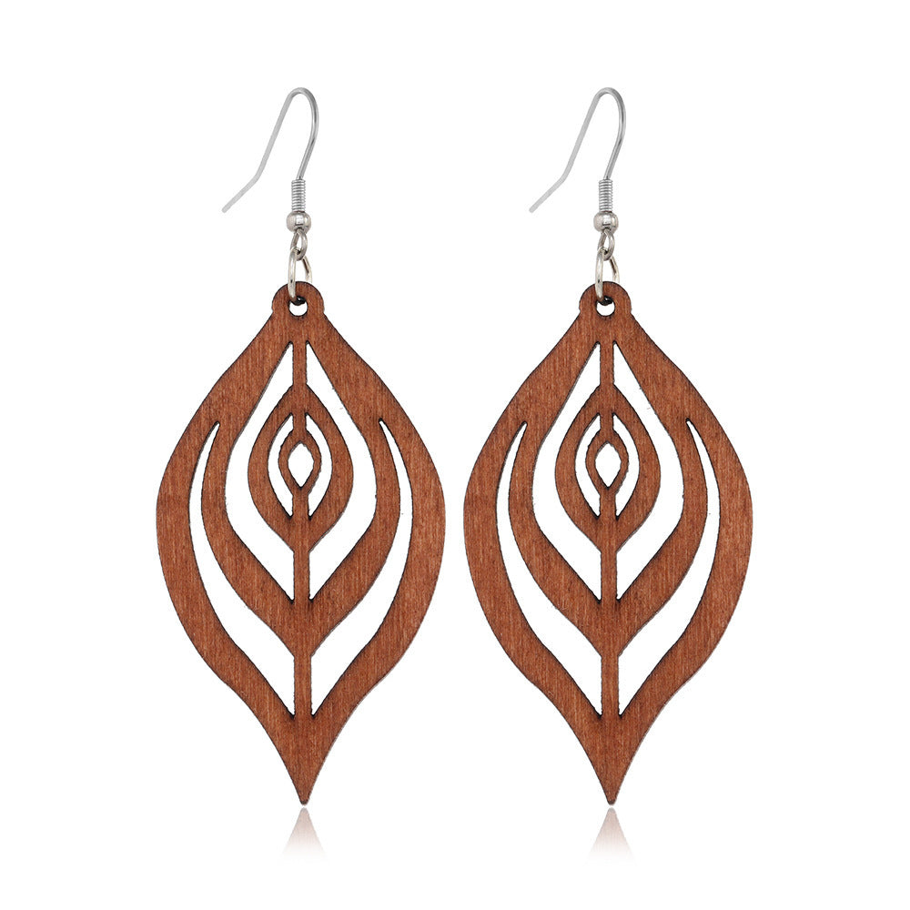 Stylish Wood Hollow Earrings
