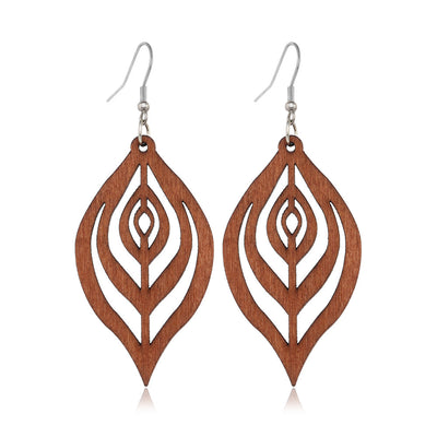 Stylish Wood Hollow Earrings
