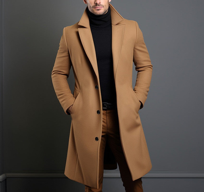 Regent Wool Trench Style Coat Side / Detail View