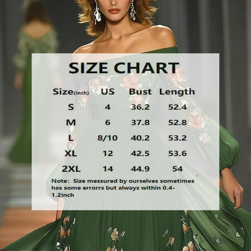 Green Off-Shoulder Floral Evening Dress – View 2