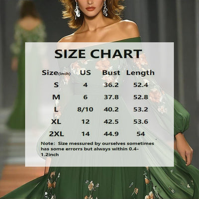 Elegant Green Off-Shoulder Floral Dress
