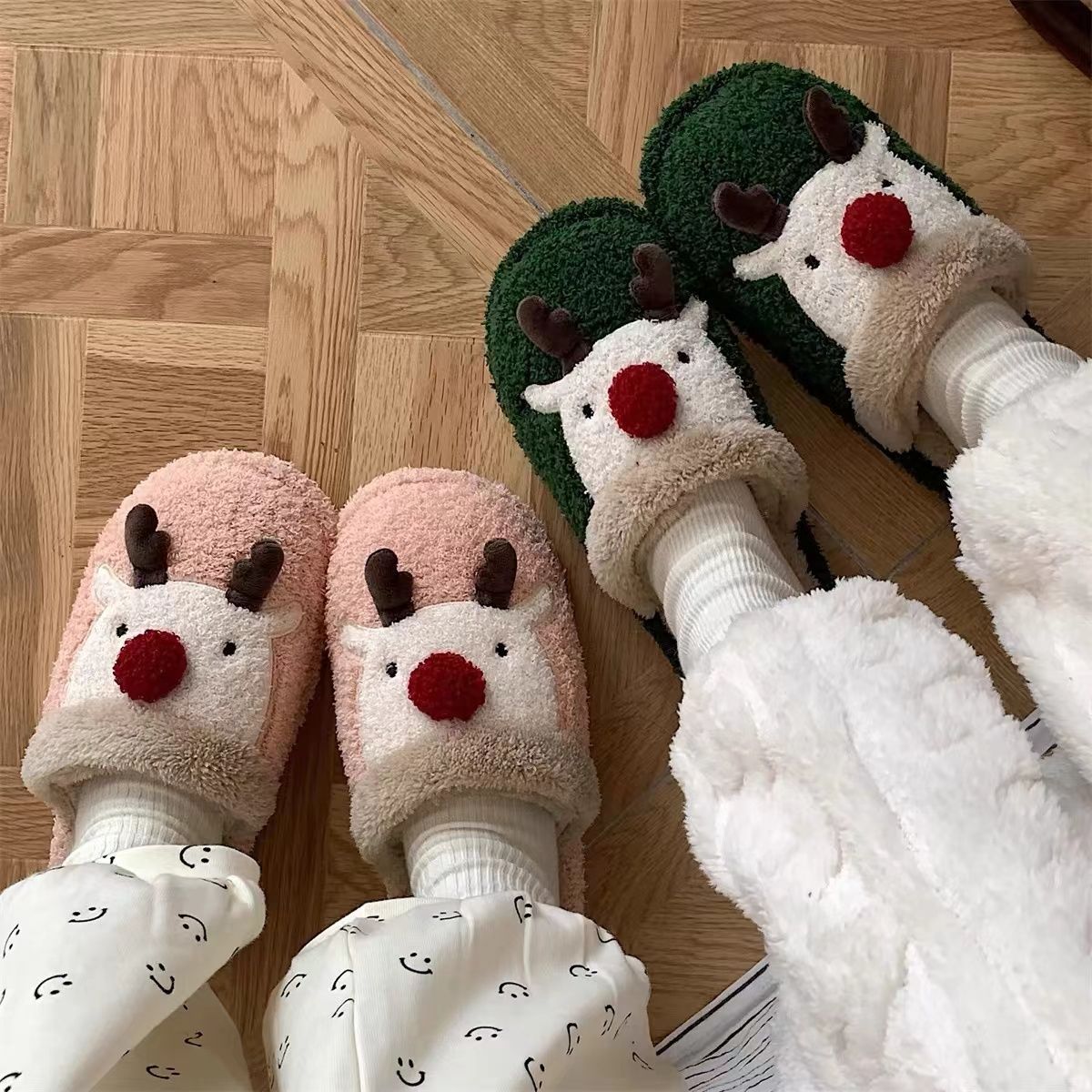 Christmas Elk Plush Slippers