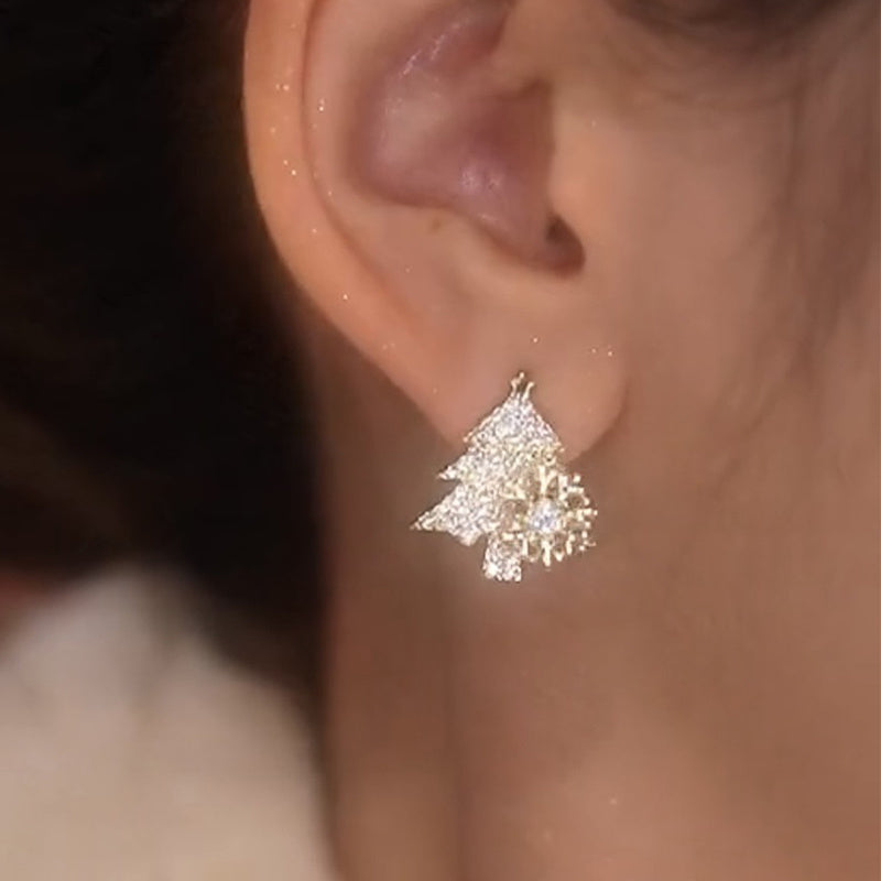 Spinning Snowflake on Tree Earrings