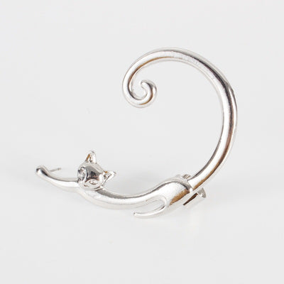 Punk Style Cat Post Earring with Ear Cuff
