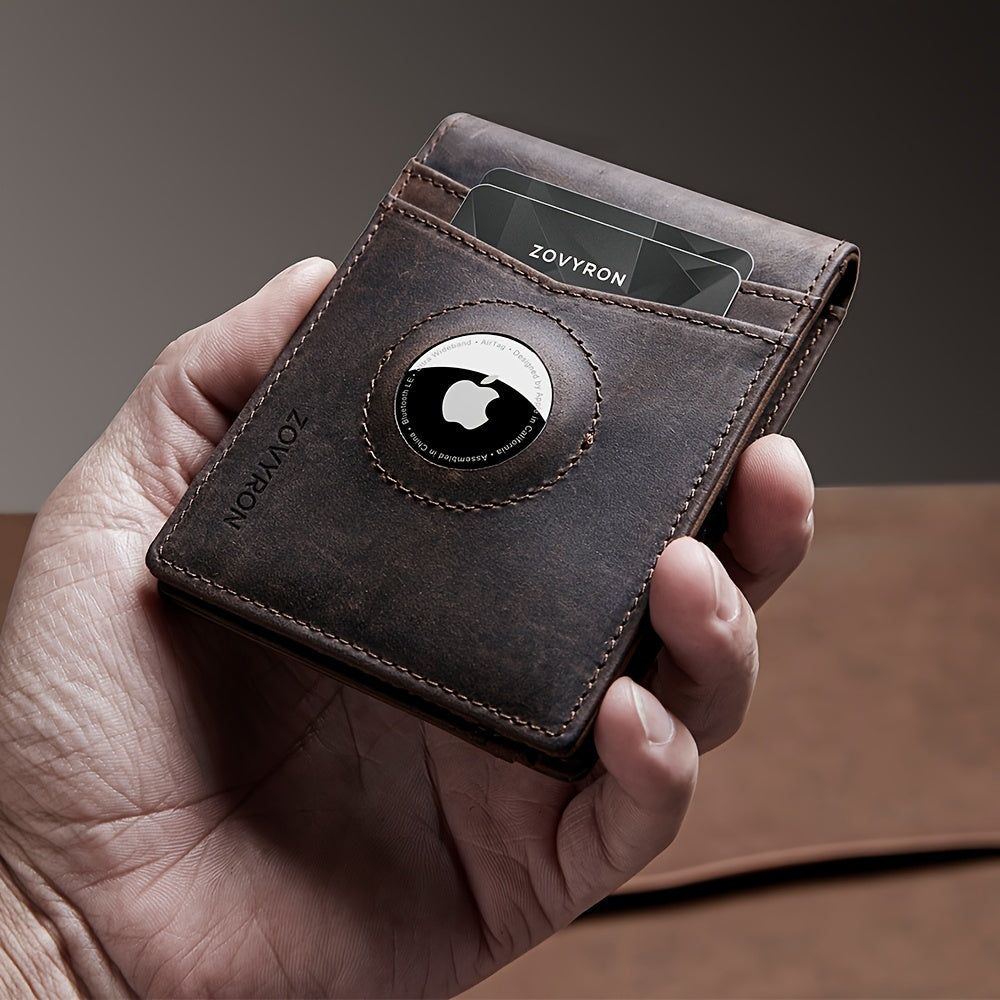 Genuine Leather Air Tag Holder Wallet