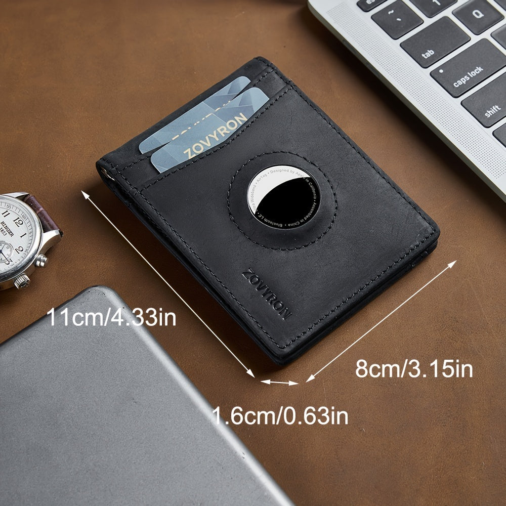 Genuine Leather Air-Tag Holder Wallet