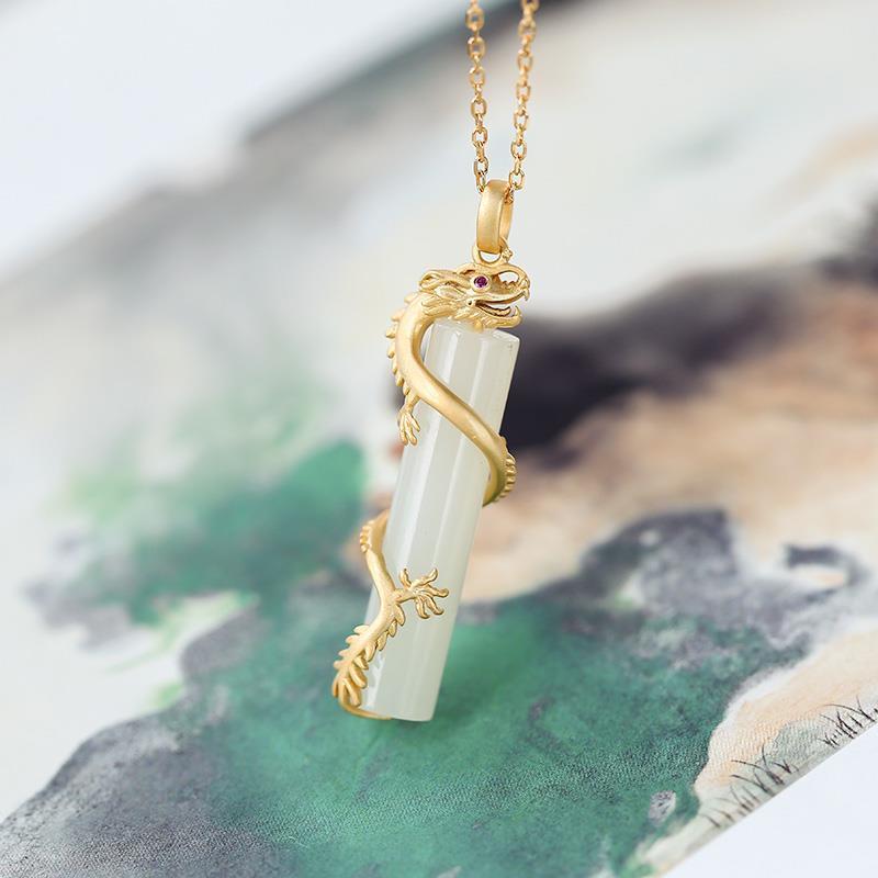 Jade Prosperity Brought Dragon or Phoenix Pendant