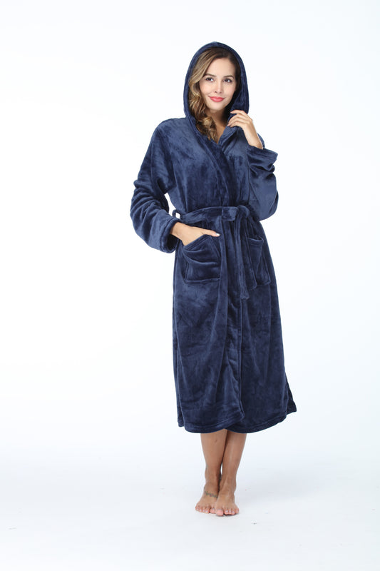 Navy Blue Fleece Robe