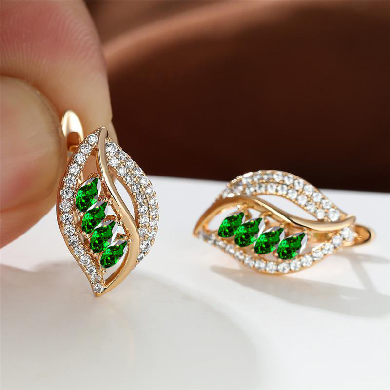 Elegant Leaf-Shaped Rhinestone Earrings