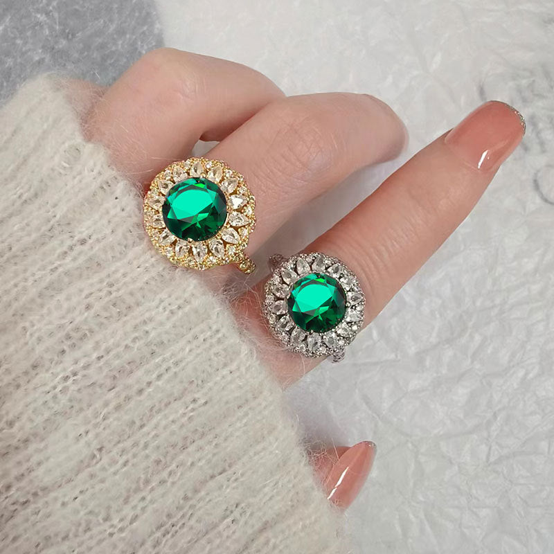 Shimmering Green Moissanite Ring