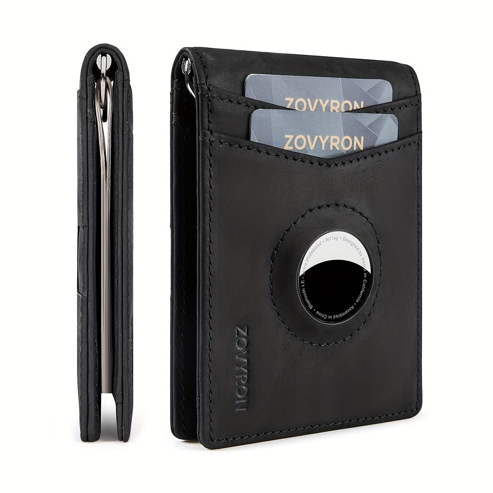 Genuine Leather Air-Tag Holder Wallet