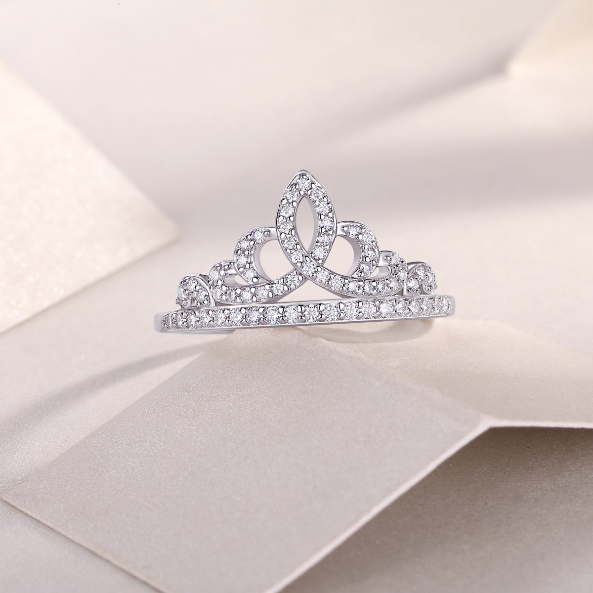 Crown Moissanite Diamond Silver Ring